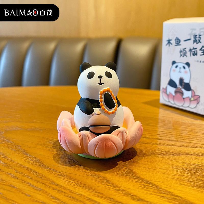 Cartoon Exquisite Resin Handicraft Desktop Small Ornament, Original Buddhist Good Luck Lotus Lotus Pig Cute Handmade Figurines