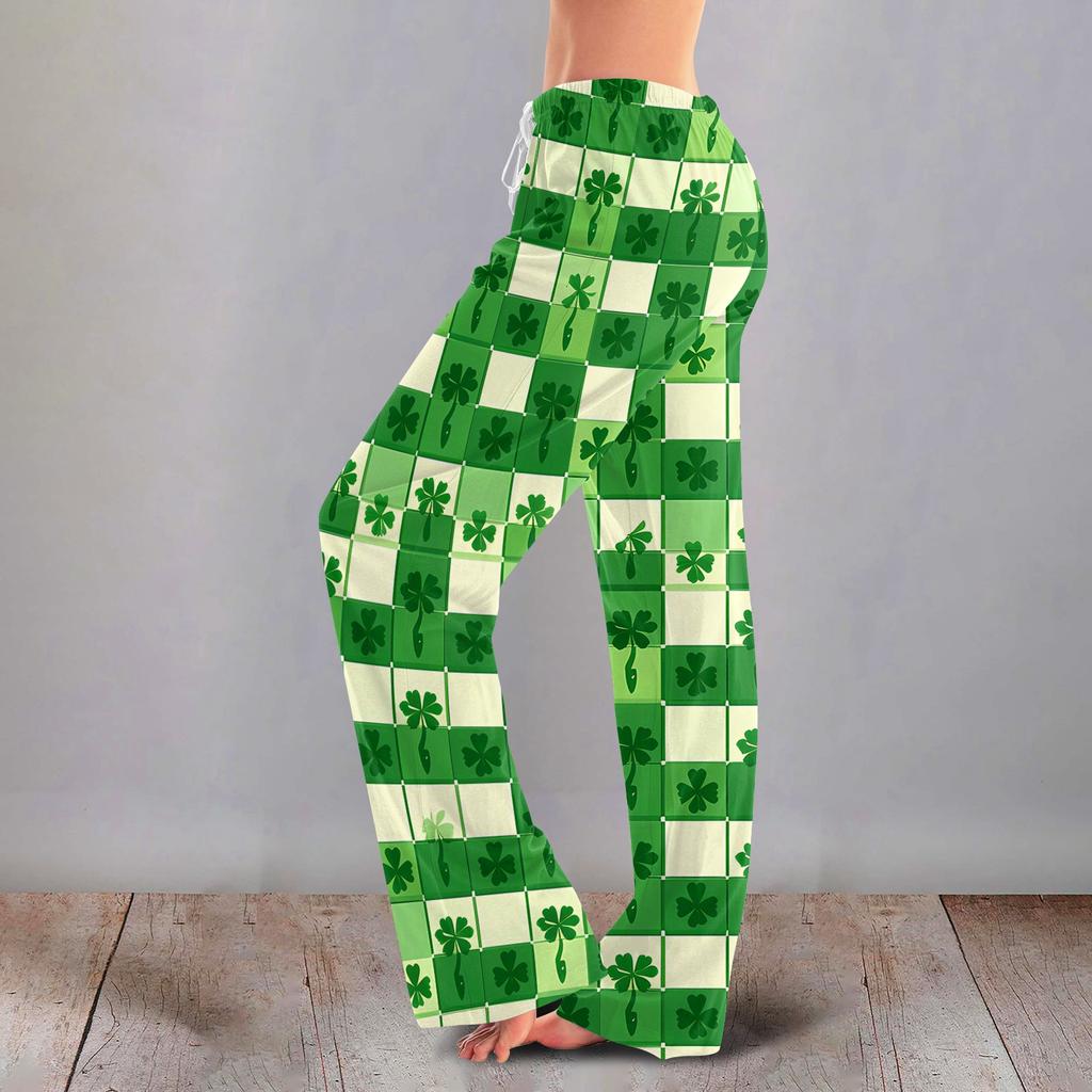 Women's Casual Fashion Comfort Pajama Pants Print Drawstring Pants Full Length Long