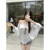 Large Size Lazy Wind Bat Sleeve T-shirt Women's Summer Fat Mm Loose Belly Cover Thin Design Hollow Sunscreen Top