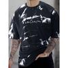 Trend Tie-Dye Letters Graphic T Shirt Man Fashion Summer Short Sleeve White 3D Printed T-shirts Casual Streetwear Oversized Tees