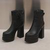 Women's High-heeled Short Boots Sexy European and American Style Autumn and Winter Waterproof Table Thick-heeled Large-size Roman Boots
