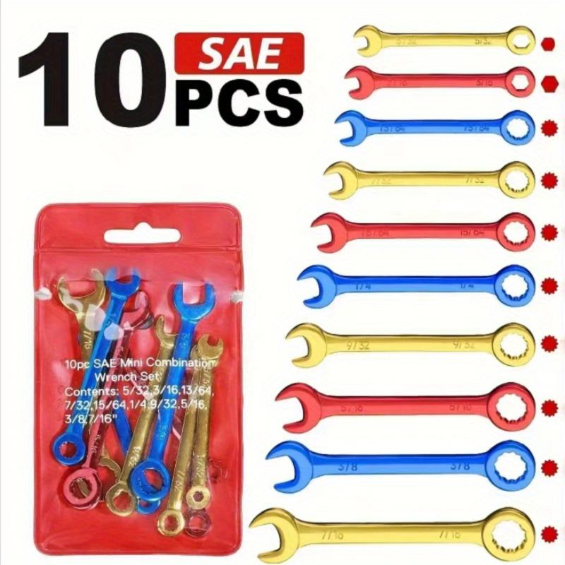

10 шт. Набор мини-гаечных ключей, ручной инструмент, брелок, гаечный ключ, взрывозащищенный карманный британский/метрический тип, гаечные ключи British