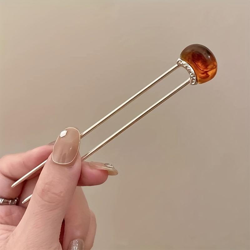 Винтажная Минималистичная Коричневая Шпилька для Волос в Китайском Стиле, Толстые Шпильки для Элегантных Пучков, Традиционные Аксессуары для Волос