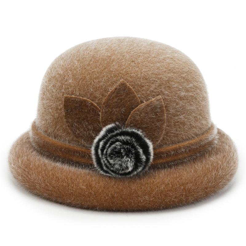 Lady Three Leaf Round Edge Basin Hat Korean Style Wool Ball Fisherman Hat Outside Sponge Circle Warm Styleable Cotton Hat
