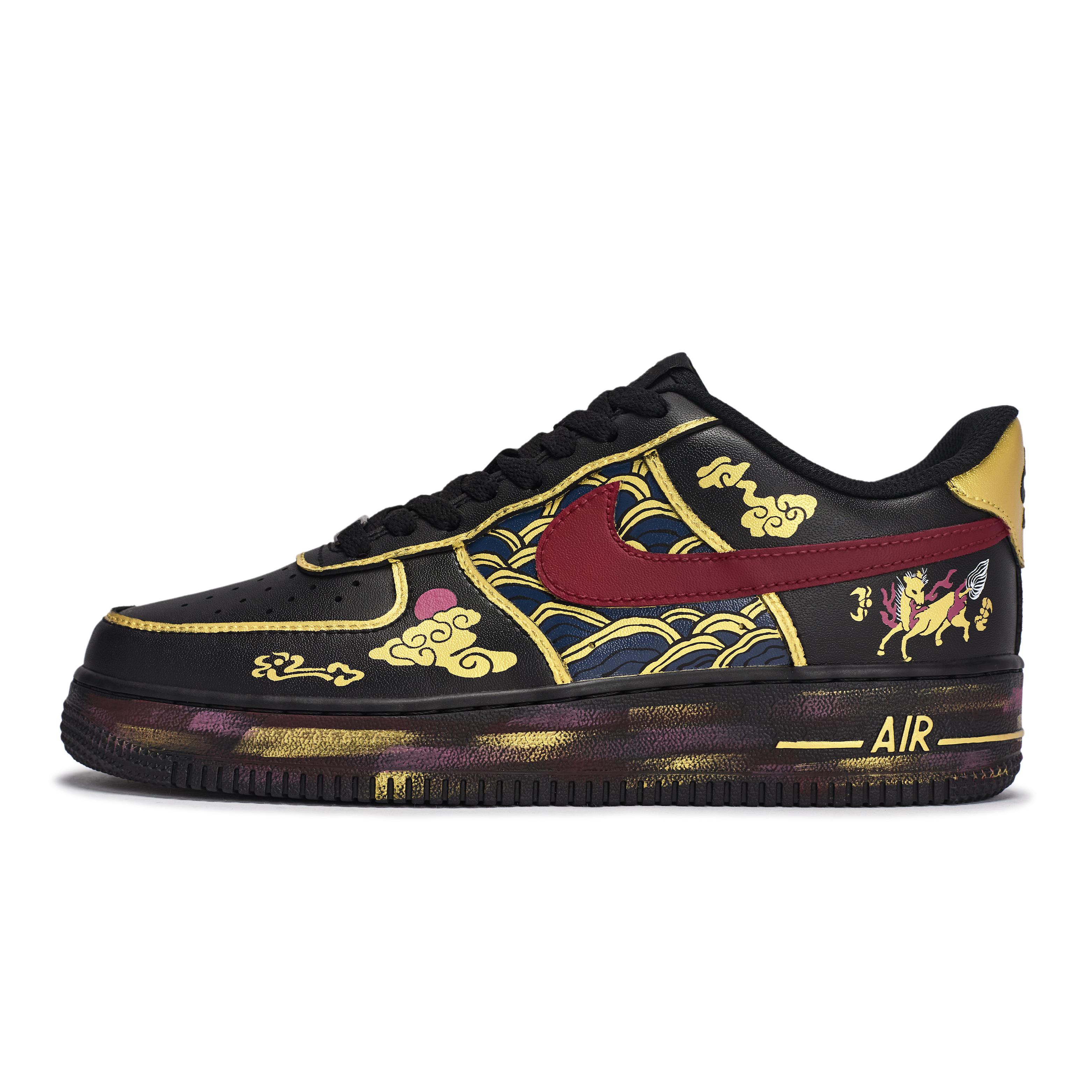 

Nike Air Force 1 07 811 Manufacturing, Grade 9 Replacement Parts Low top Skateboard Shoes Men s Black Gold Red CW2288-001(Team80-) 40