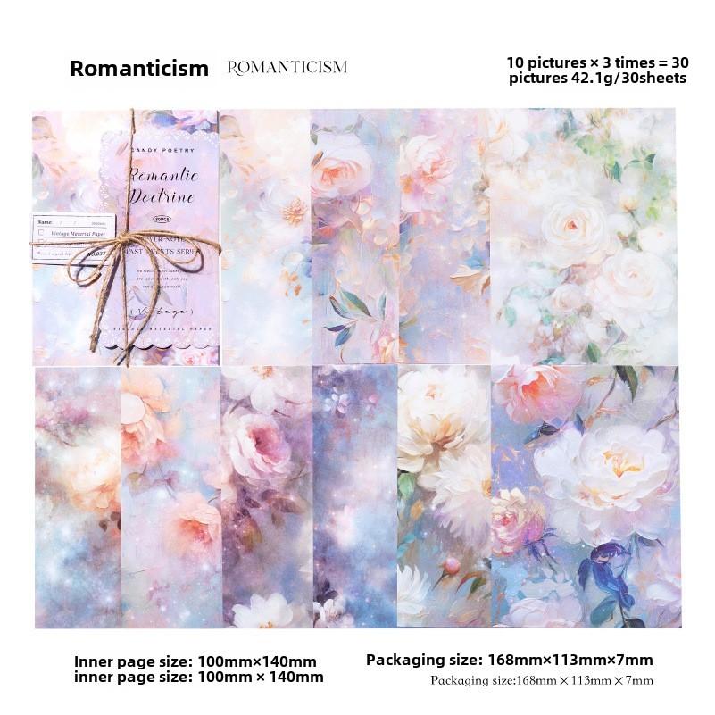 30sheets Vintage Floral Paper Base Decorative Background Paper Hand Made DIY Scrapbooking Craft Paper