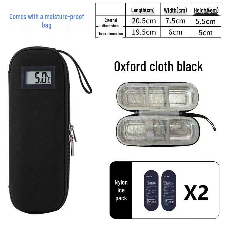 Portable Insulin Cooler Bag with Ice Packs and Cold Compress