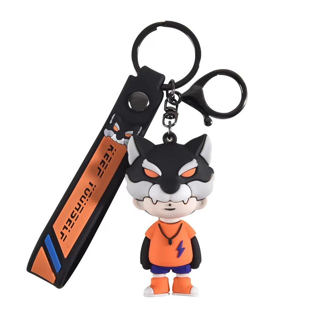 Cartoon Cool Wolf Juvenile Keychain Pendant Cute Couple Schoolbag Pendant Boys Car Key Chain Gift