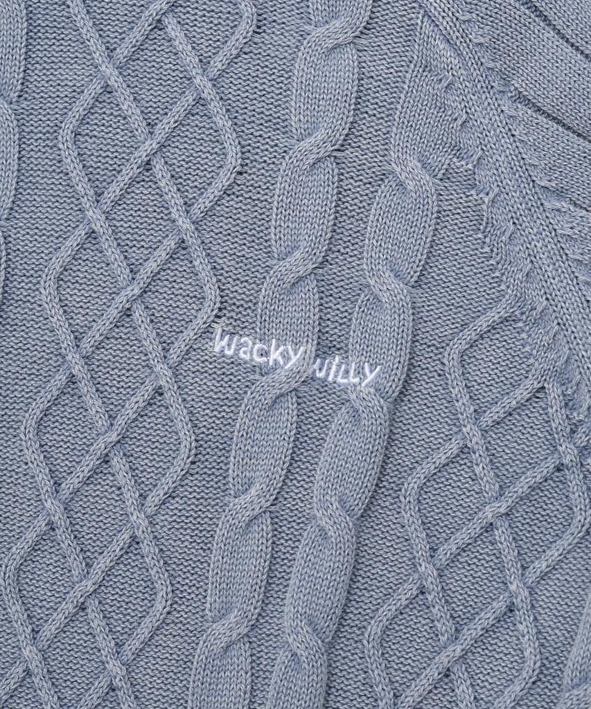 WACKY WILLY Washed Cable Texture Pullover Blue