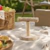 Natural Wood Bird Cage Stand T-Shape Design Quartz Sand Grip Parrot Perch Wooden Material Playground Structure Bird Play Gym