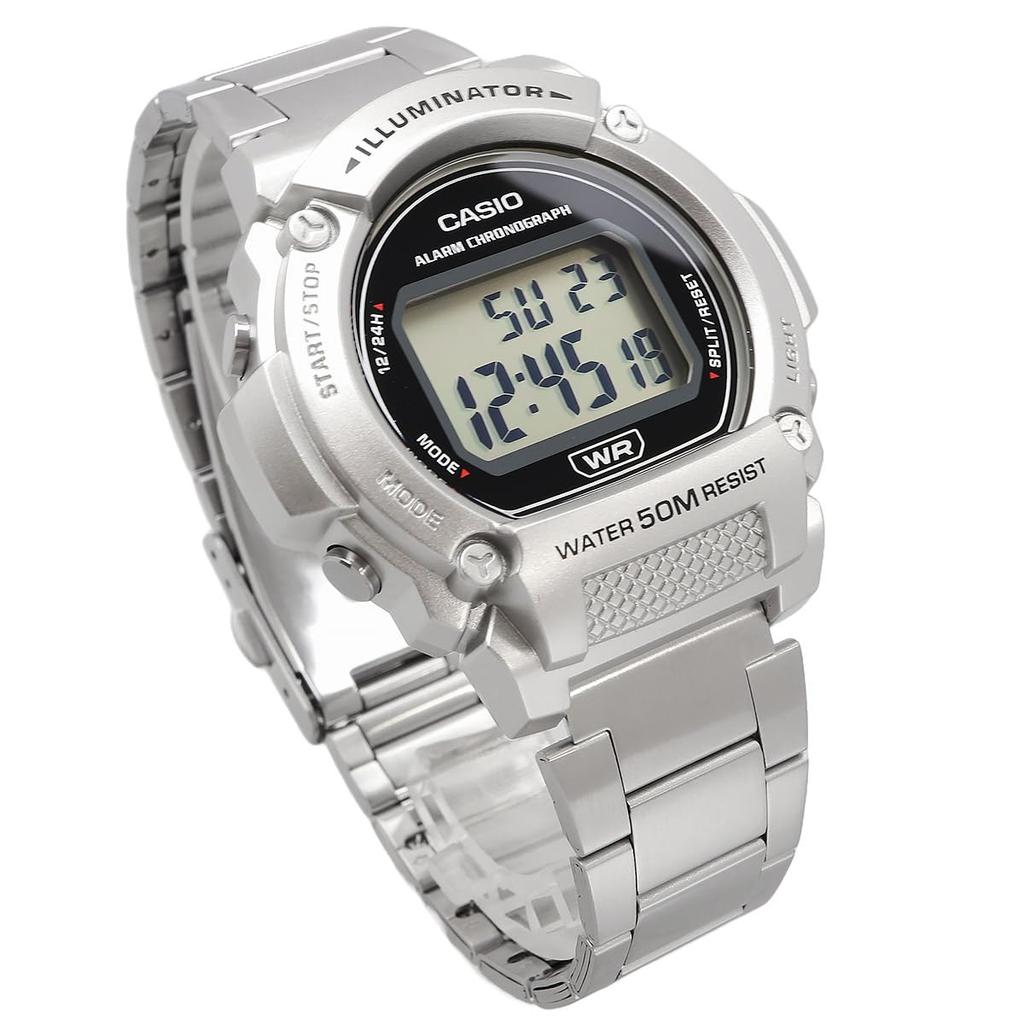 Casio Standard Digital Watch W-219HD-1AV Men's, Metal Band, Silver, Overseas Model, Parallel Import