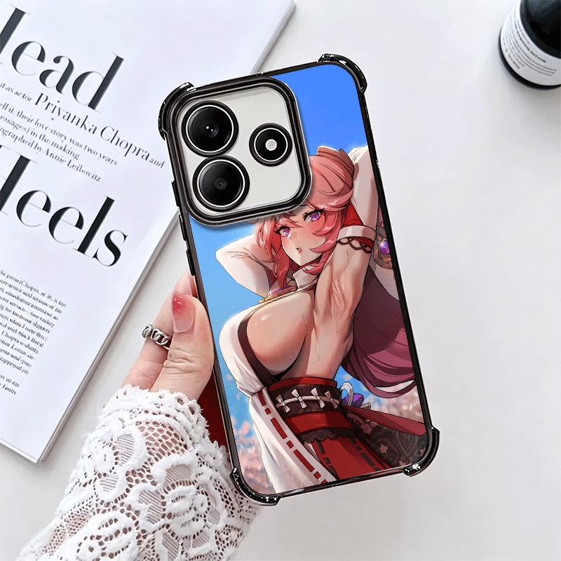 Genshin Impact Yae Miko Plating Phone Case For Xiaomi Redmi Note 14 15 Pro Plus 13 12 11 11S 11T 10 9S 9 5G Anti-Fall Airabag Co