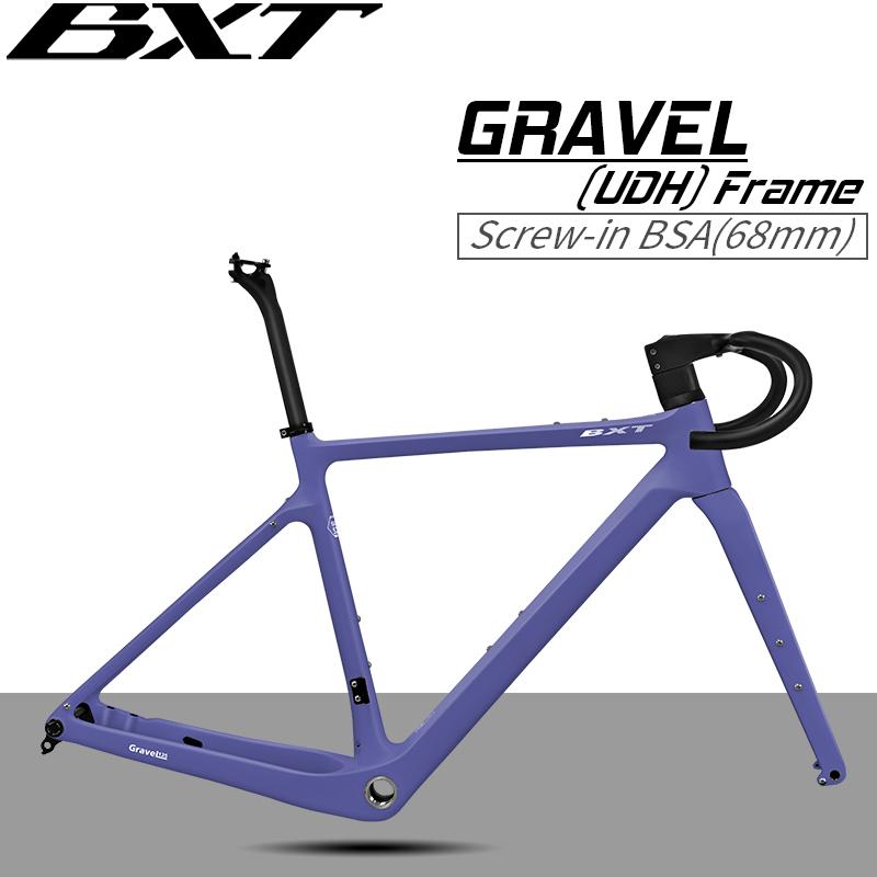 BXT T1000 Telaio Gravel in Carbonio Telaio per Bicicletta Gravel a Disco Asse Passante 700C/27.5er Telaio per Bicicletta da Strada Passaggio Cavi Completamente Nascosto Gancio UDH