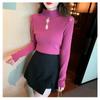 Autumn and Winter Women's Knitwear Half-high Neck Bottoming Shirt Inside The Hollow Beaded Knitwear Long-sleeved Tops