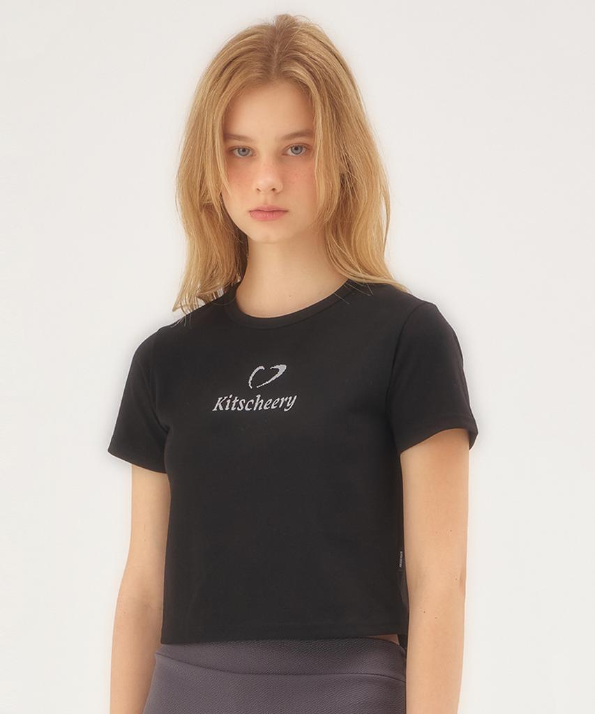 Kichieoli Pixel Heart Crop Tee (Black)