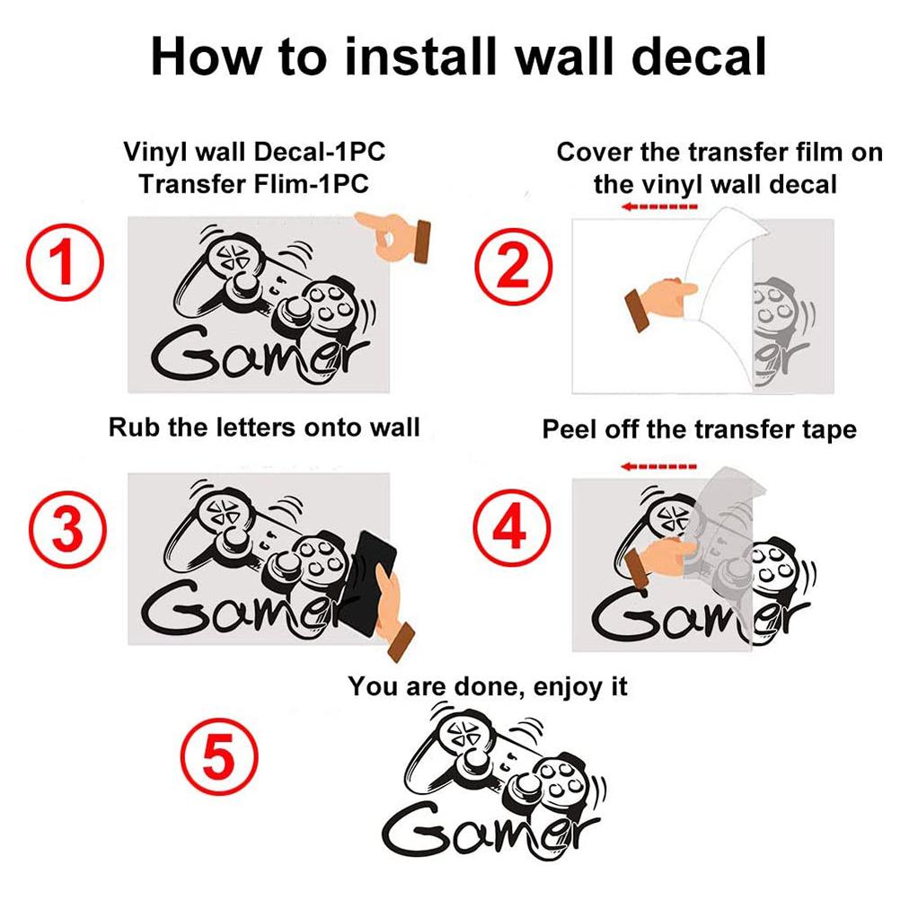 Gamer Wall Sticker Removable Wall Decoration Sticker Wall Decor Gamer Decorations Home Playroom