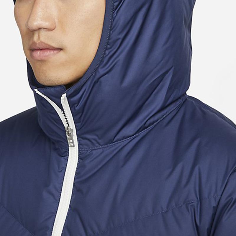 Nike Logo Medium Length Hooded Down Jacket Men Outerwear Dark-Blue DD6789-410
