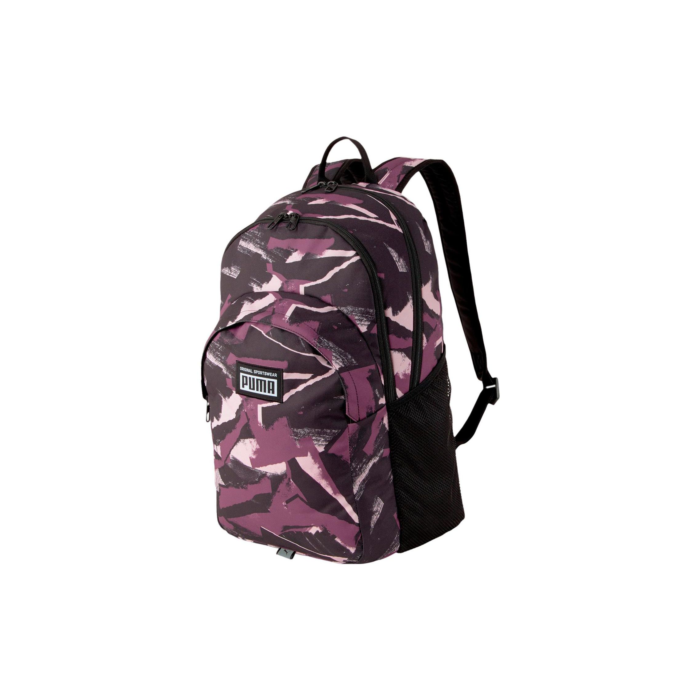 PUMA Fashion Print Pattern Zipper Closure Fabric Backpack Unisex backpack Purple 07913306 Coffee Purple