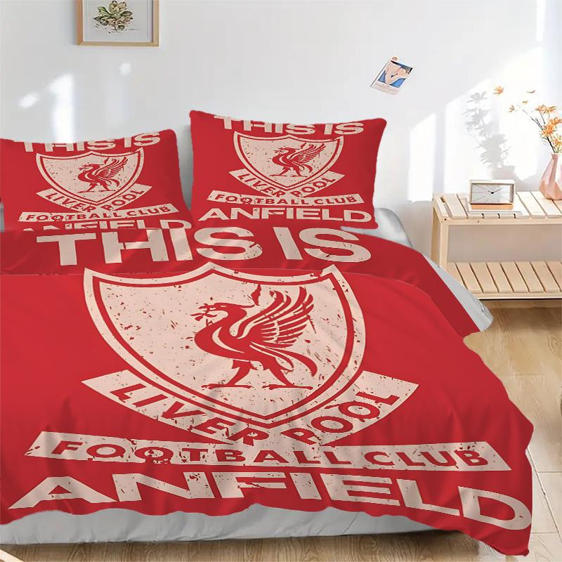 3Pcs Anfield Liverpool'S Home Football Bedding Sets For All Sizes New 3D Printed Bed Cover Comforter Duvet Cover Pillowcase Bedroom Decoration