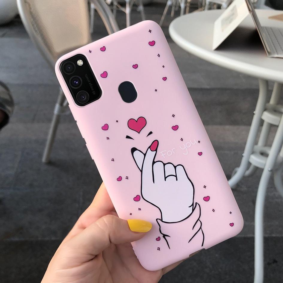 Pro Samsung M21 Pouzdro 6,4 palce Měkký Silikonový Kryt s Srdcem TPU Pro Samsung Galaxy M21 M 21 SM-M215F M215 Zadní Kryt Telefonu Funda