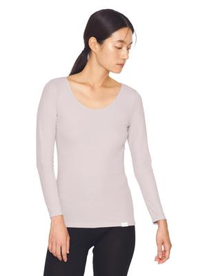 ReFa Vital Tech Moist Rib U-Neck Innerwear (Moist Rib (Long Sleeve), Beige, M)