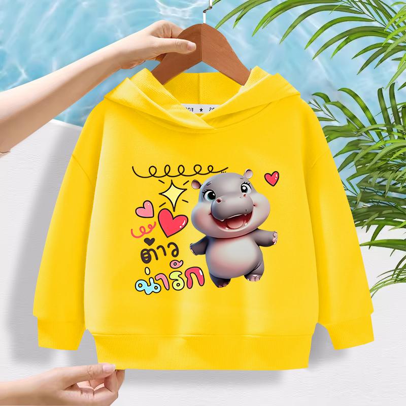 Nová Módní Vzor Hrocha Dětská Roztomilá Kreslená Ležérní Denní Mikina 100-160cm Pánské a Dámské Styly