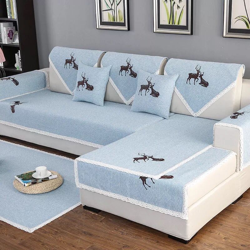 Sofa Cushion Four Seasons General Fabric Cotton Non-slip Simple Modern Summer Garden Living Room Cotton Linen Sofa Cover Hood.