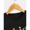 European sizes Toddler Girls Letter Round Neck Tees Top | Kids Summer Clothes