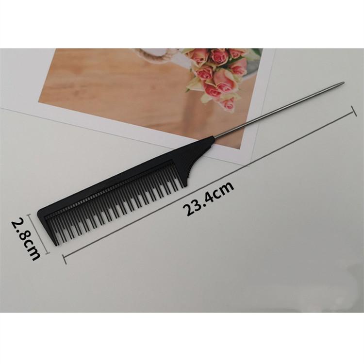 New Black Rat Tail Hair Comb Professional Barber Salon Hair Cut Comb Stainless Steel Spiked Hair Comb Head Care Styling Tools