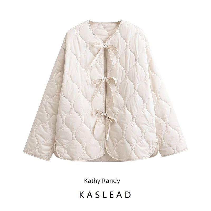 Kaslead New Arrival Women's Clothing Fashion Style Stylish Simple and Versatile Bows Style Cotton Coat Jacket 1255992