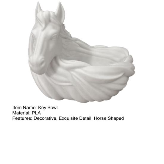 White Horse Key Bowl, 3D Printed Decorative Key Dish, Key Holder Bowl for Key And Jewelry Storage, Entrance Cabinet Desktop Organizer
