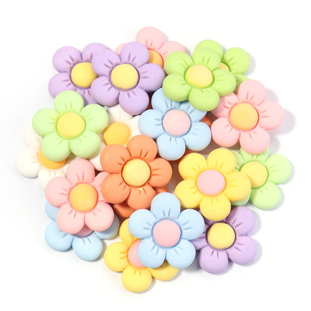 20pcs Flatback Resin Flowers Colorful Cute Flower Cabochon Scrapbooking For Home Decor DIY Crafts Clothing Hairpin Accessories