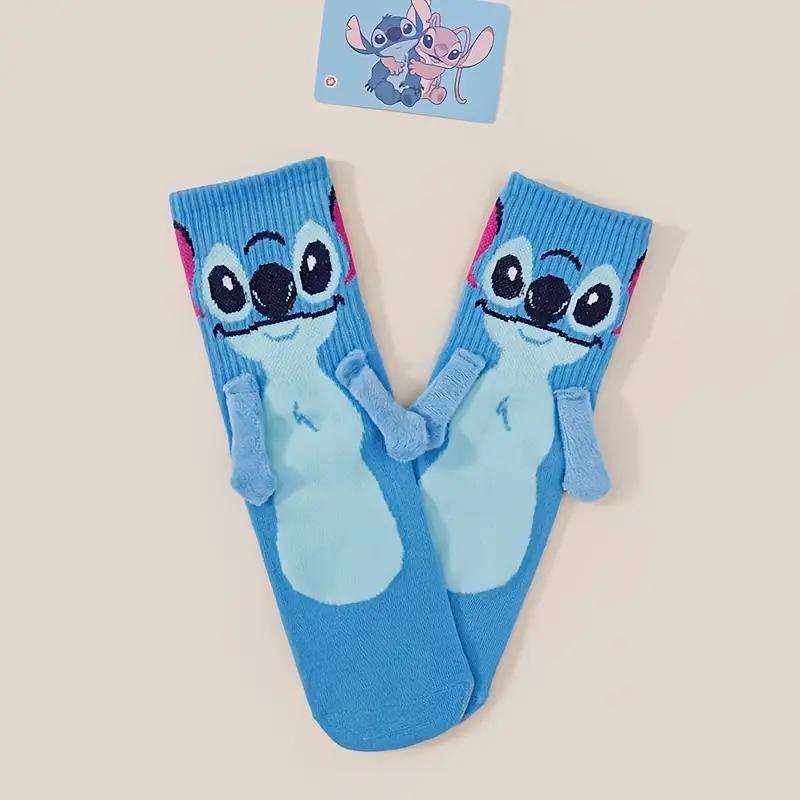 2 Paar Nieuwe Animatie Stitch Handen Vasthoudend Met Diy Heren Sokken tot Halve Kuit En Creatieve Hoge Waarde Koppel Sokken