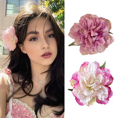 Fermacapelli da Donna Fiore di Peonia Artificiale Decorazione Denti Antiscivolo Fermaglio per Capelli Taglia Grande Fermaglio per Capelli per le Feste Accessori per Capelli
