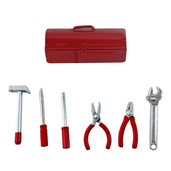 1 Set 1:12 Mini Dolls Tools Metal Home Repair Tool Model Miniature Hammer Wrench Hand Tools for Doll Mansion Decoration Yard Supplies Pretend Play Toy