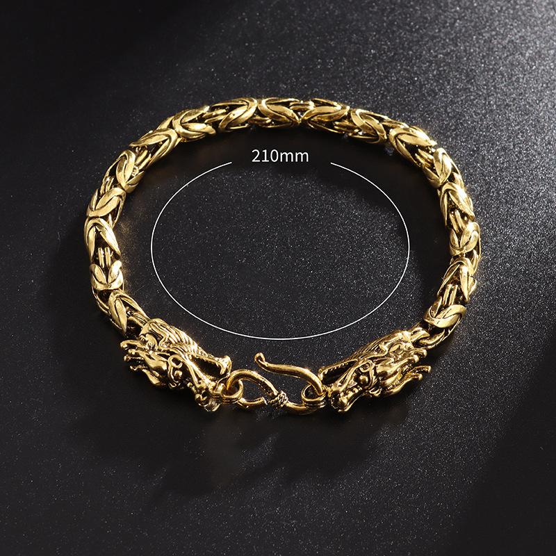 Hot Selling Mens Trendy Retro Domineering Double Head Bracelet Classic Texture Jewelry