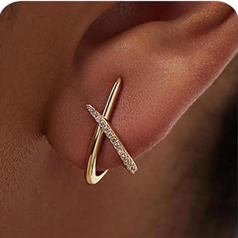 Simple Fashion  Color Zircon Cross Stud Earrings For Women Girls Korean Dainty Lady Earrings Jewelry Wedding Party Gifts
