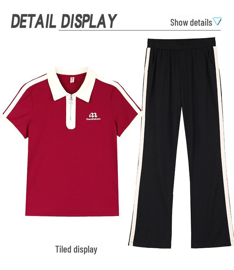 2024 Women's Ice Silk Summer Sports Two-Piece Set: Stylish Short-Sleeve Top & Long Pants