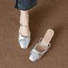 One-pedal bag head and half slippers women's French elegance with skirt square head sandals 2025 summer and autumn new fashion versatile