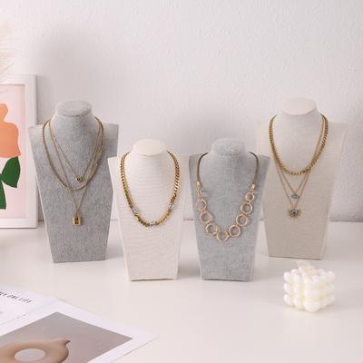 Mannequin Linen Velvet Necklace Pendant Chain Jewelry Bust Neck Display Stand Holder Mannequin  Necklace Pendant Window Display