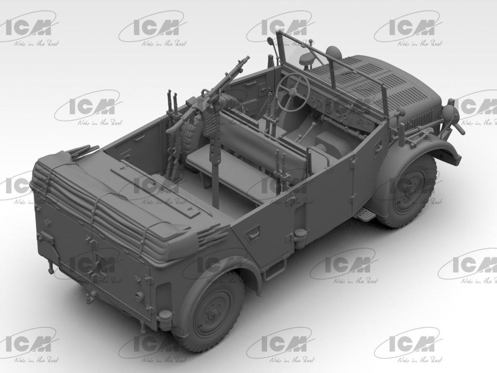 ICM Deutscher Truppentransporter Plastikmodell 35502 1/35 Kfz.70 mit MG34 (Militärfahrzeug)
