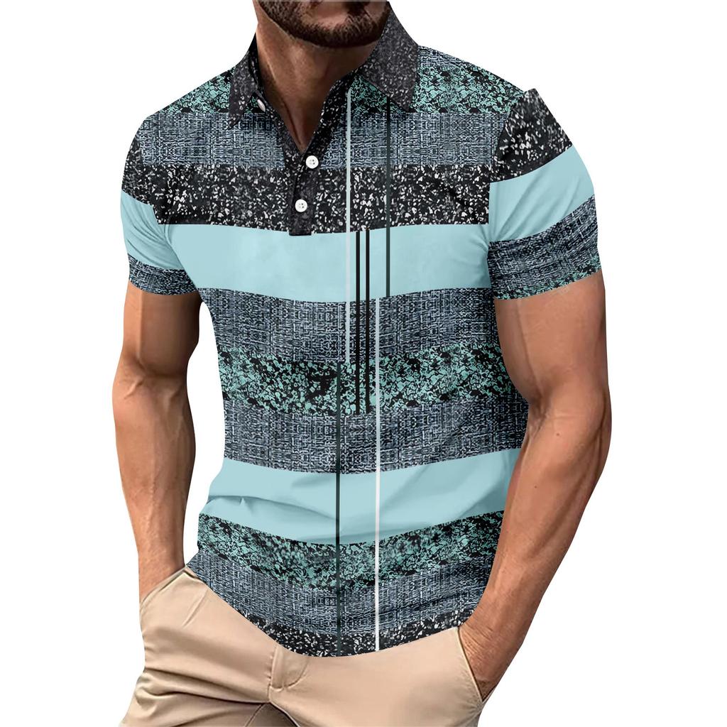 Striped color blocking print - Men's casual short sleeved T-shirt