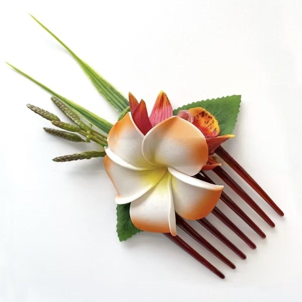 

Temperament Side Clip Hair Clip Elegant Bohemian Style Hair Clip New Plumeria Hair Comb Summer оранжевый