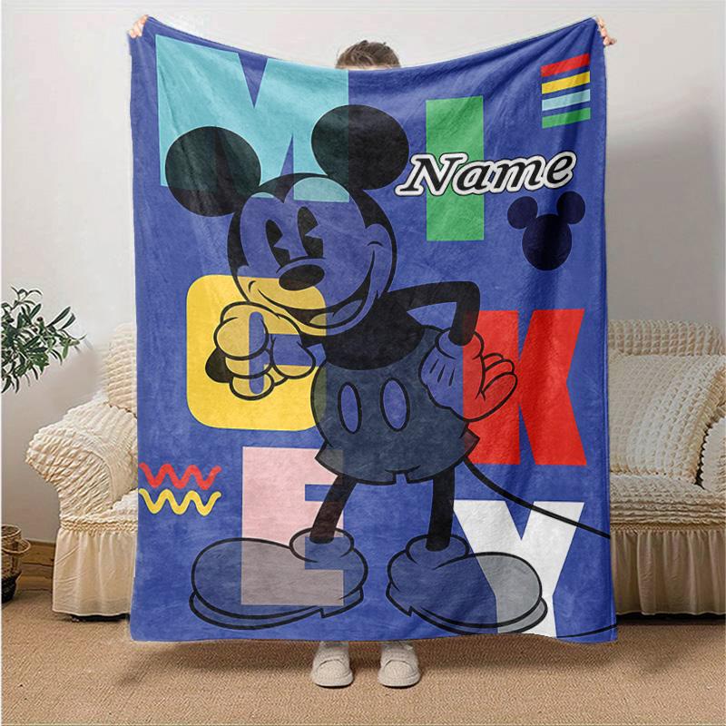 Coperta Artistica Personalizzata 1pz Topolino, Coperta Morbida e Confortevole, Calda per il Tempo Libero, Coperta da Campeggio e Viaggio, Regalo di Compleanno Q910124