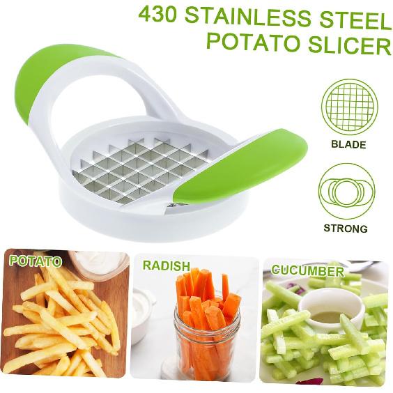 DOITOOL French Fry Cutter Stainless Steel Potato Cutter for Fries Potato Slicer with Handle Fruit Slicer for Potatoes Carrots Onions