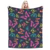 Colorful Butterfly Pattern Blankets Fleece  Winter  Breathable Warm Throw Blankets for Home Bedroom Bedding Throws