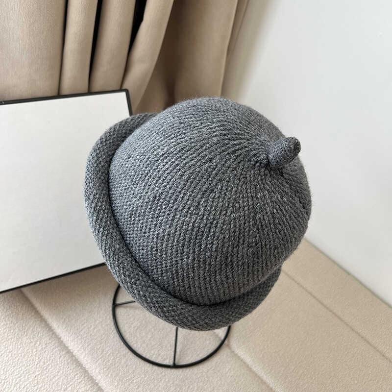 

Шерстяная кепка-дыня для женщин на осень и зиму, кепка-пуговка в стиле яппи, ретро-арбузная шляпа, японская шляпа-дыня, мужская модная шляпа землевладельца M（56-58cm）