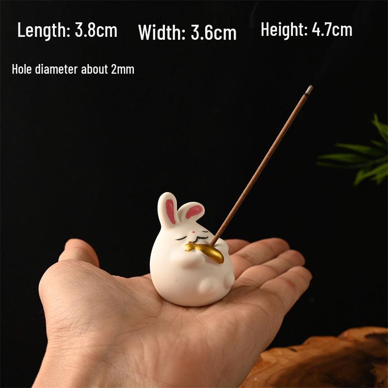 Cute Rabbit Ceramic Incense Stick Holder - Adorable Indoor Ornament Incense Burner