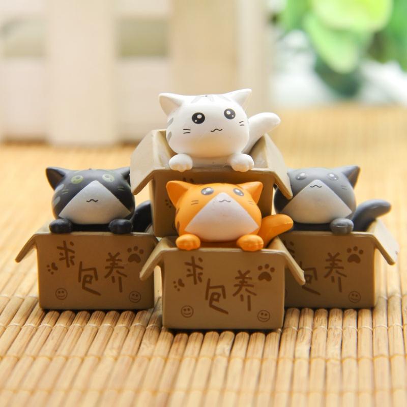 

4pcs Mini Cat Ornament Garden Puppy Statue Gift For Kids Children Baby Room Cute Kawaii Toy Miniature Figurines Home Decor