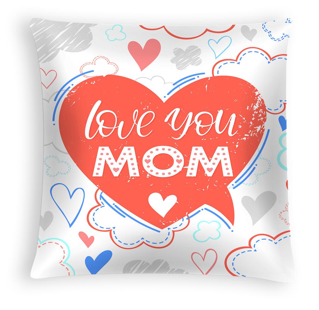 New Mother's Day Pillow Cover, Peach Skin Velvet Cushion Cover, Heart-shaped Letter Sofa Cushion Cover for Home Use